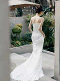 French Brao-Tendered And Light Wedding Dress Bride Simple High-End Sensense Style Go Out Yarn White Fishtail Welcome Set Of Face Dress HZ0517