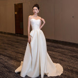 French-Style Lint-Faced Light Wedding Dress 2026 New Bride Simple Breast-Wearing Small Senior Welcome Go Out Yarn White Dress HZ0517