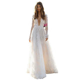 2026 Women's Wedding Dress Sexy Lace Long-Sleeved Holiday Dress Dinner Dress HZ0517