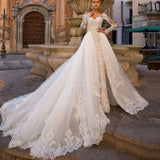 Sexy Mermaid Wedding Dress 2026 New Shoulder Lace Long-Sleeved Buttonback Bridal Wedding Dress HZ0517