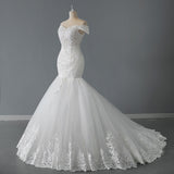 One-Word Shoulder Wedding Dress 2026 New Bride Thin French Fishtail Small Tail Small Tailed Wedding Dress HZ0517
