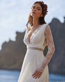 New Holiday Beach Travel Light Wedding Dress White Chiffon Dress Deep V Small Tail Wedding Dress HZ0517