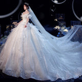 Temperament Main Wedding Dress Mori 2026 New Bride Big Tail Super Fairy Starry Sky Dreamy Wedding Dress HZ0517
