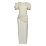French Travel Photo Shoot Retro Light Wedding Dress White Lace Bubble Sleeve Photography Dress Dress HZ0517