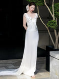 French-Style Denswear Light Wedding Dress Light Luxury High-End Small Adult Banquet Welcome Dress Bride Engagement Yarn HZ0517