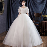 Starry Sky Master Wedding Dress 2025 New Bubble Sleeve Butterfly Bride Dress Super Fairy Temperament Lead French Drag F77 HZ0517