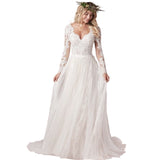 Light Wedding Dress Lace V-Necked Small Tailed Wedding Dress Bridal Yarn HZ0517
