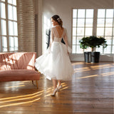 Wish New Lace Short Wedding Dress Long Sleeve Sexy Bare Back Wedding Dress HZ0517