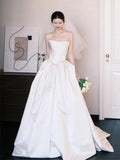 French Retro Light Wedding Dress With High-End Feel Bridal White Dress Engagement To Drag Out The Yarn Woman HZ0517