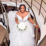 Finely Lied Deluxe Long Sleeve Ball Dress Wedding Dress Crystal Vintage Mermaid Bridal Dress Detachable Dress HZ0517