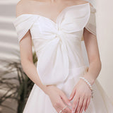 French Light Wedding Dress Simple New Densified Out Yarn Series Travel To Shoot The Bride's Wedding Engagement Small Dress A Word Shoulder HZ0517