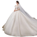 French Light Main Wedding Dress 2026 New Spring Bride Small Sleeves With Thick Arm Temperament Big Tail Wedding Dress HZ0517