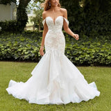 French Lace Wedding Dress 2026 New High-Quality Retro Fishtail Super Fairy Out Of The Yarn Drag Tail Shoulder Yarn HZ0517