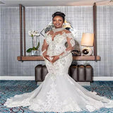 Wedding Dress African Bride Long Sleeve Lace Wedding Mermaid Dress Dress HZ0517
