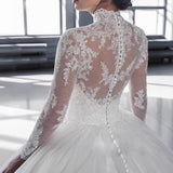 Lace Wedding 2026 New Bride Wedding Long Sleeves Drag High-End Atmosphere White Wedding HZ0517