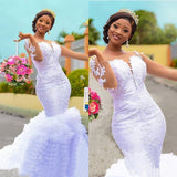African Mermaid Wedding Dress New Long Sleeve Sexy Hot Thin Body Fish Tail Fashion Show Travel Shot HZ0517