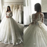 Wedding Dress In The Spring Of 2026 Shoulder Long-Sleeved Wedding Dress Lace Lace Tail Wedding Dress HZ0517