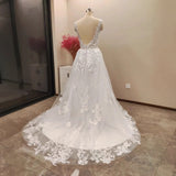 High Sense Court Style Luxury Heavy Industry Sexy Bare Back Lace Embroidered Punk Skirt Tug Wedding Dress HZ0517
