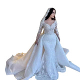 Lace Wedding Dress 2026 New Bridal Temperament Line Long Sleeve Welcome Out Of The Yarn High-End Fishtail Dress Woman HZ0517