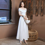 White Small Dress Light Luxury Small Evening Dress Engagement Dress Femininity Banquet Host Dress Usually Wear HZ0517