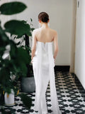 French-Style Seduced Face Light Wedding Dress Bride Simple Niche Twilight Yarn Feeling Engaged White Fishtail Dress HZ0517