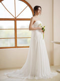 New French Yarn Yarn Shaft Skinny Simple Sweet Wind Bridal Light Yarn Outdoor Lawn Wedding Dress HZ0517