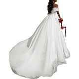 Wedding Dress 2026 New Word Shoulder Bridal Wedding Dress Sexy V-Neck Long Tail Wedding Dress HZ0517