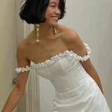 One-Word Shoulder-Swear Sables Light Wedding Dress Bridal Body Fishtail Yarn Simple French Welcome Retro Dress Woman HZ0517