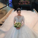 New Wedding Dress 2026 New Diamond Leplace Long Sleeve Wedding Dress Big Tail Wedding Dress Spring HZ0517