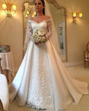 Wish Stitching Thin Lace High Waist Long Tail Fairy Wedding Dress HZ0517