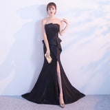 Black Evening Dress Women 2026 New Summer Fishtail Banquet Fashion Sexy Host Dress Small Tail HZ0517