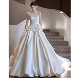 French Denate Brated Wedding Dress 2026 New Bridal Korean Simple Small Big Drag Tail Main Yarn HZ0517