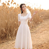 White Light Wedding Dress French Certificate Registration 2026 Fairy Qi Famous People Usually Wear Dress Travel Shooting Light Wedding Dress HZ0517