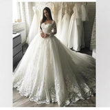 Wedding Dress In The Spring Of 2026 Shoulder Long-Sleeved Wedding Dress Lace Lace Tail Wedding Dress HZ0517