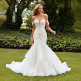French Lace Wedding Dress 2026 New High-Quality Retro Fishtail Super Fairy Out Of The Yarn Drag Tail Shoulder Yarn HZ0517