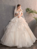 Main Wedding Dress Woman 2026 New Sen Bridal Wedding Simple V Collar Thin Shoulder-To-Shoulder Pavity HZ0517