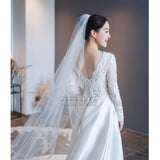 French-Style Fascress Main Wedding Dress 2026 New Bride Long Sleeves Thin Shoulder Simple White Long Tailed Woman HZ0517