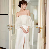 French Bridal High-End Smear Simple Light Luxury Dress Sensing White Wedding Dress Niche Temperament Morning Robe HZ0517
