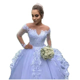 One-Word Shoulder Wedding Dress Overseas Warehouse 2026 New Lace Long-Sleeved Bride Married Senjie Tail Wedding Dress HZ0517
