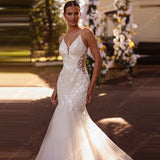 Suspension Fishtail Wedding Dress Bride Slim Thin French Lace Out Yarn Temperament Luxury Dress Dress Dress HZ0517