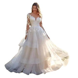 Wedding Dress High Waist-High Temperament Long-Sleeved Retro Lace Dress Bridal Dress HZ0517