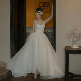 French Hepburn Light Wedding Dress Super Fairy Dreamson Slings Out The Yarn Temperament Simple Vertiny Retro Dress HZ0517