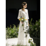 White Light Wedding Dress 2026 New Garden Teen Temperament In Line With The Simple French Set Of Dress HZ0517