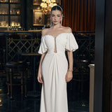 Bride French High-End Stud 2026 Summer New Elegant Wide Water Drill Curved Side Bosom Skirt HZ0517