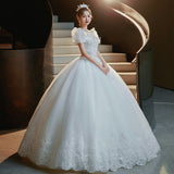 2025 New French White Wedding Dress Bridal High Texture Big Tail Luxury Heavy Industry Bubble Sleeve HZ0517
