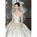 Sing Noodle Brawn Dress 2026 New Spring Bridal High Texture Big Tail Small Man French Yarn HZ0517