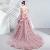 Hanging Dress 2026 New Pink Bride Wedding Toast Dinner Annual Art Exam Tail Wedding Dress HZ0517