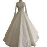 Wedding Bride 2026 New Long-Sleeved White Ponve Court Lace Wedding Dress HZ0517
