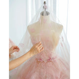 Wedding Dress 2026 New Flower Tug-Tail Bride Wedding Performance Art Examination Breast High-End Light Luxury Travel Dress Dress Dress Dress Dress HZ0517