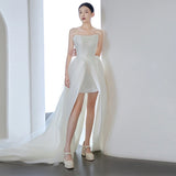 French Bra Light Wedding Dress Bridal Niche Faucet High-End White Evening Dress Dress Simple Temperament Tail Small HZ0517